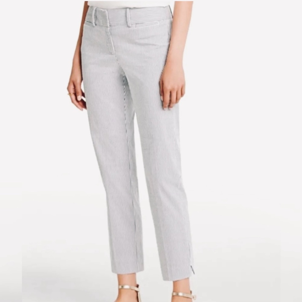 Ann Taylor Factory Blue/White Striped Seersucker Pants